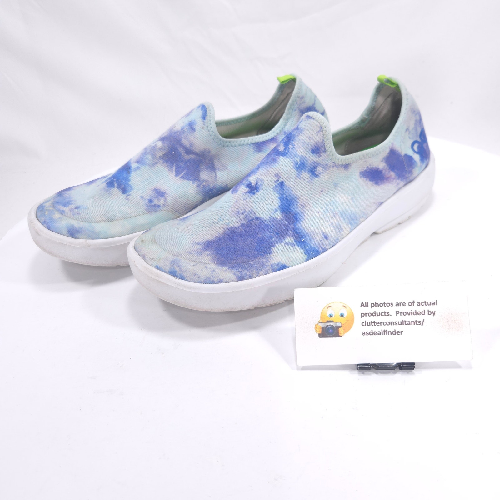 Oofos Canvas Slip On Athletic Walking Shoe Womens Size 9.5 Blue White